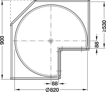 Bandeja giratoria 3/4, para armario inferior 900 x 900 mm
