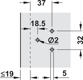 Limitador de ángulo de apertura, 120°, para Häfele Aximat 300