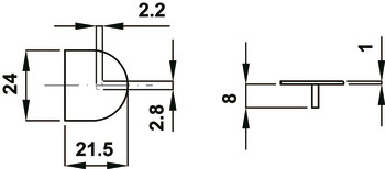Caja del herraje de unión, Sistema Rafix 20, sin espiga