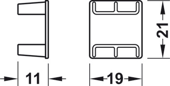 Herraje de unión para estantes, para el sistema de marco de aluminio Häfele Dresscode