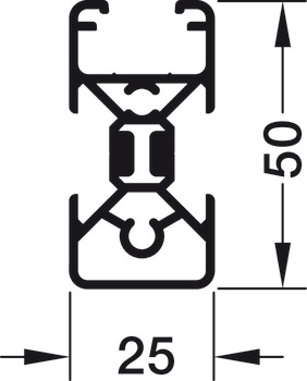 Juego, Häfele Versatile, con perfil cerrado por 1 lado, montaje en L con herraje de unión angular de diseño