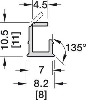 Perfil para montaje Häfele Loox, Häfele Loox5, perfil 1102, para tiras LED, policarbonato