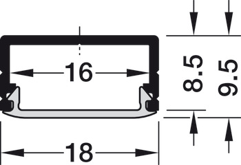 Perfil para montaje bajo estante, Häfele Loox, Perfil Häfele Loox 2190 para bandas LED 10 mm