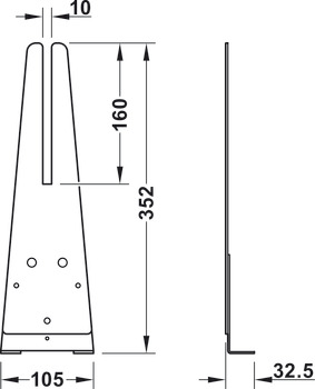 Soporte para panel frontal, Para base de mesa Häfele Officys TE601 Bench