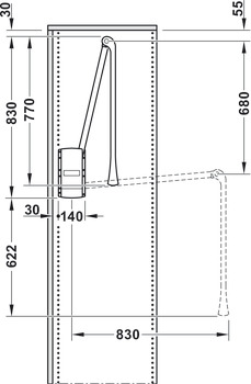 Barra abatible para armario, para ancho interior del cuerpo 440–610 mm
