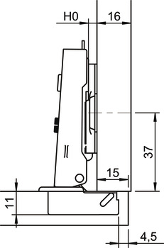 Bisagra de cazoleta, Häfele Metalla 110 SM 105°, montaje angular