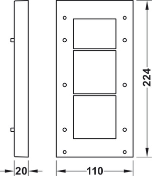 Placa distanciadora, 20 mm, para barra abatible para armario con amortiguación Integrada