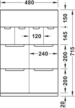 Almacenamiento de fieltro, Para bandeja multifuncional Häfele Dresscode, con 8 compartimentos