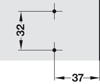 Placa de montaje en cruz, Häfele Duomatic A, acero, con tornillos para aglomerado, distancia de cantos 37 mm