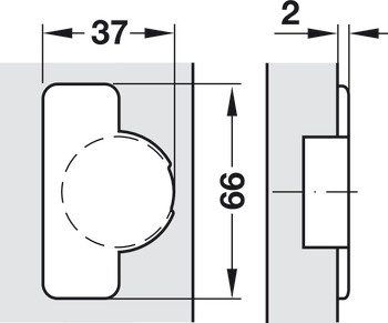 Bisagra oculta, Häfele Duomatic 94°, para aplicaciones angulares de 45º, semisolapado