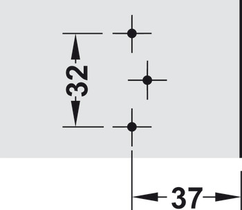 Placa de montaje en cruz, Häfele Metallamat A, Regulación de la altura mediante agujero oblongo