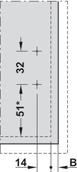 Fijación frontal, altura M/F, para cajón Blum Legrabox