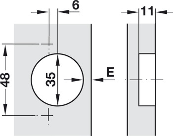 Bisagra oculta, Häfele Duomatic 94°, para aplicaciones angulares de 15º
