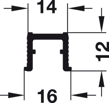 Carril guía sencillo, taladrado, 16 x 13 mm (ancho x altura)