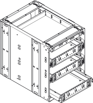 Cajonera de acero, Häfele Quick-Kit-800, Distribución de altura 1-3-3-3