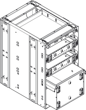Cajonera de acero, Häfele Quick-Kit-800, Distribución de altura 1-3-3-6