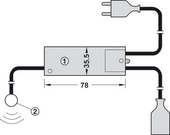 Interruptor con sensor para puerta, conectar y desconectar, Puerta abierta = luz encendida / puerta cerrada = luz apagada, 230 V