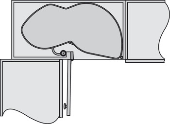 Herraje giratorio  para armario de rincón, mecanismo de amortiguación, autocierre, Fondos grises