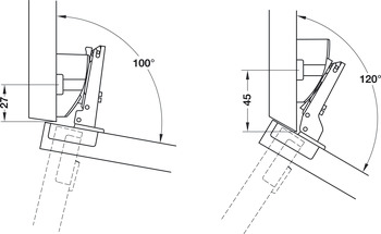 Placa de montaje angular, Häfele Duomatic A, para aplicaciones angulares de +10° hasta +30°