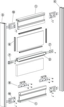 Perfil para marco de aluminio, horizontal, arriba/abajo