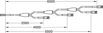 Cable de prolongación cuádruple, Para Häfele Loox5 12 V 2 polos (monocromo)