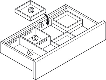 Caja 3, división de cajón universal, flexible