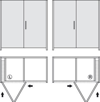 Herraje para puertas correderas plegables de madera, Hawa Folding concepta 25, bisagras con amortiguación de cierre