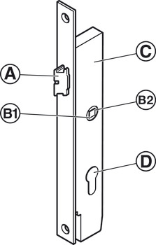 Cerradura para embutir acoplable eléctricamente, BKS B 1970, para 1 puerta con marco tubular