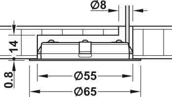 Caja para montaje bajo estantes redonda, Para Häfele Loox diámetro del taladro 55 mm