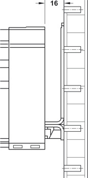 Guía para cajones, Häfele Matrix Runner OS P50/60, sobreextracción con efecto diferencial, detrás de puertas
