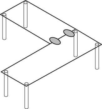 Herraje de unión para tableros de mesa, tableros de la mesa fijamente unidos