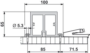 Perfil de refuerzo para carril de deslizamiento, para longitud máxima de armario de 2800mm