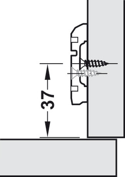 Placa de montaje en cruz, Häfele Metallamat SM, para atornillar con tornillo de tablero aglomerado