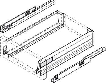 Sistema organizador, Blum Orga-Line, Tandembox, para utensilios de cocina etc., altura del sistema M, altura del lateral de cajón 83 mm
