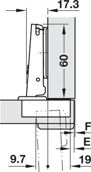 Bisagra oculta, Häfele Duomatic 94°, para puertas de madera hasta 40 mm, montaje angular