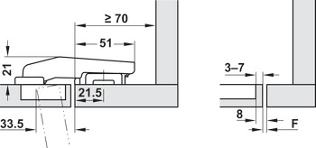 Bisagra de cazoleta, Blum Clip Top Blumotion 95°, para pilastras anchas a partir de un ancho interior de 70 mm