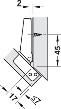 Bisagra oculta, Häfele Metallamat A 92°, para aplicaciones angulares de -45º