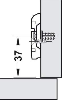 Placa de montaje en cruz, Häfele Metallamat A, Regulación de la altura mediante agujero oblongo