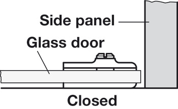 Bisagra para puerta de cristal, para montaje de puerta sin taladro en el vidrio, longitud 34 mm