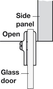 Bisagra para puerta de cristal, para montaje de puerta sin taladro en el vidrio, longitud 34 mm