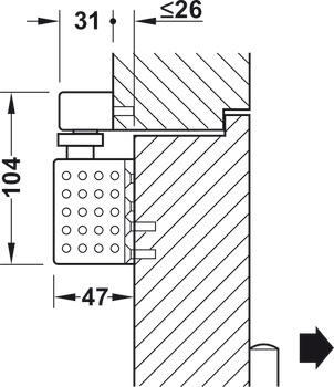 Cierrapuertas superior, Dorma TS 92 G Basic en diseño contur, con carril de deslizamiento, EN 1-4