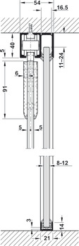 perfil de deslizamiento, con acristalamiento fijo, peso de puerta hasta 80 kg