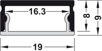 Perfil para montaje bajo estantes de diseño, Perfil 4105 para bandas LED 10 mm