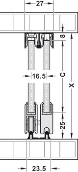 carril de deslizamiento doble, abajo, para atornillar y para la aplicación con Dialock EFL 41