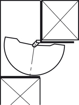 Herraje giratorio de medio giro, Häfele, para armarios de rincón, con cestas/bandejas