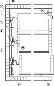 Pieza de conexión, para sistema central de cierre, montaje en pared dorsal
