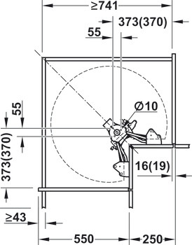 Herraje giratorio 3/4 para rincón, para armario de rincón, para puerta plegable de 90°