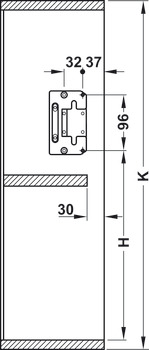 Unidad mecanismo de elevación, Häfele Senso+, para puertas abatibles y elevables de dos piezas con división 2:1