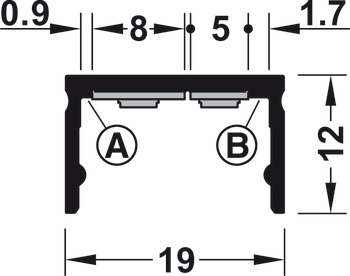 Perfil para montaje bajo estantes de diseño, Perfil 4107 para bandas LED 8 mm