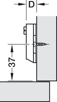 Placa de montaje en cruz, Häfele Metalla 310 A, con técnica de deslizamiento, regulación de la altura ±2 mm a través de agujero oblongo, para atornillar con tornillos para aglomerado